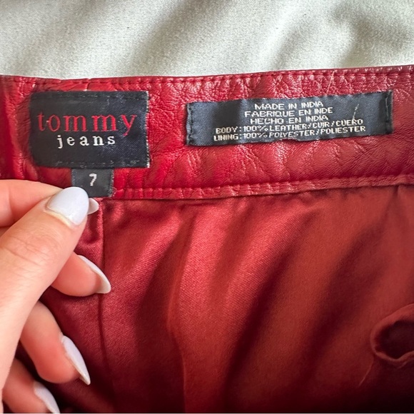 Tommy Hilfiger Vintage Red Leather Pants Size 7 - Picture 4 of 9